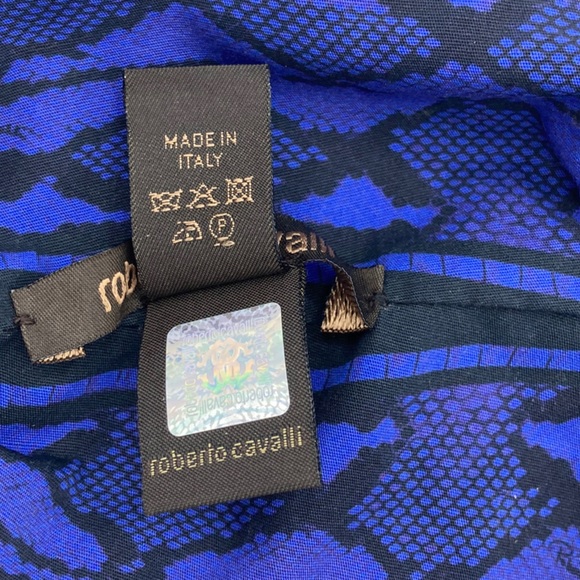 NWT Roberto Cavalli Twisted Snake Print Cotton Headband in Indigo - Picture 5 of 6